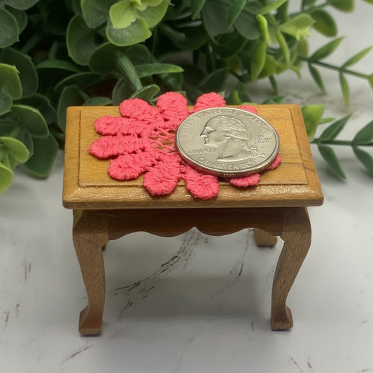 Set Of Two Pink Crochet Fabric Doilies Doily Tablecloth • Dollhouse Decor Miniature