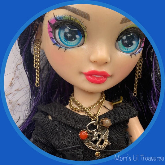 Dragon Charm Doll Necklace Earring Set for Rainbow High Doll • 10-12” Trend Fashion Doll Jewelry