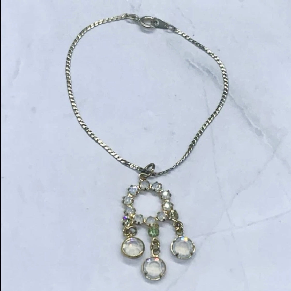 Crystal Rhinestone Gold Dangle Pendant Doll Necklace • 18” Fashion Doll Jewelry