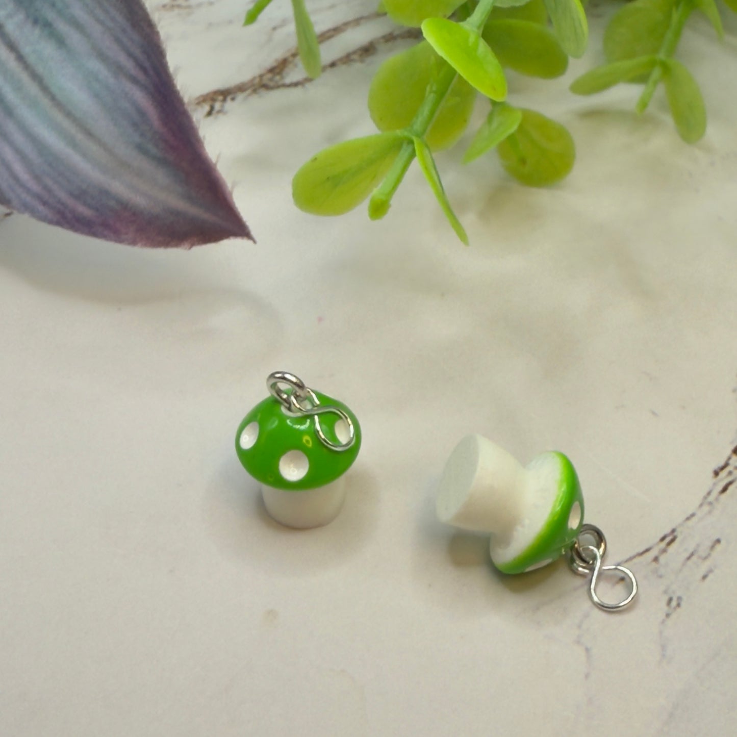 Green White Mushroom Doll Earring DANGLE ONLY • 18” Fashion Doll Jewelry