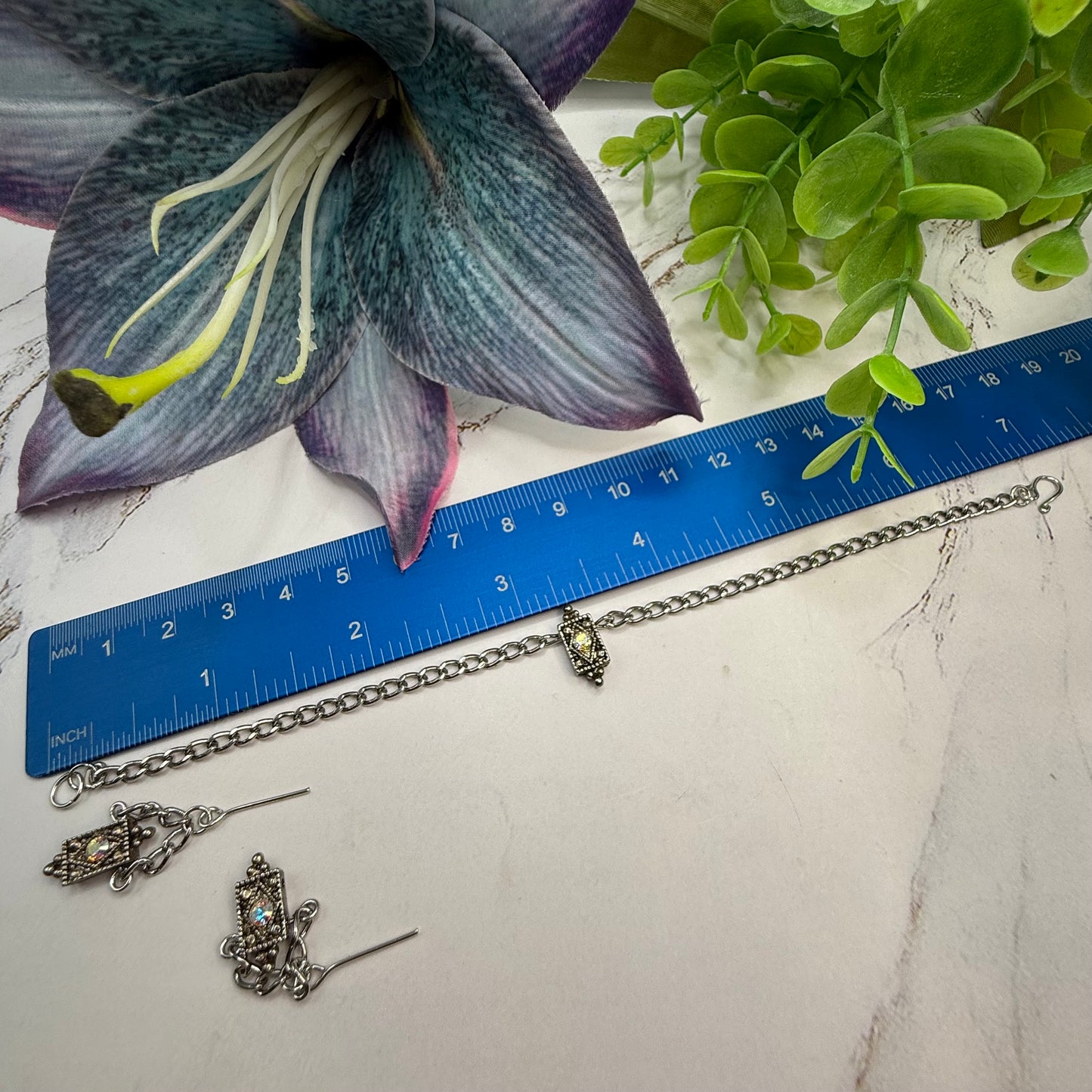 Clear Aurora Borealis Rhinestone Silver Chain Doll Necklace • 18 Inch Fashion Doll Jewelry