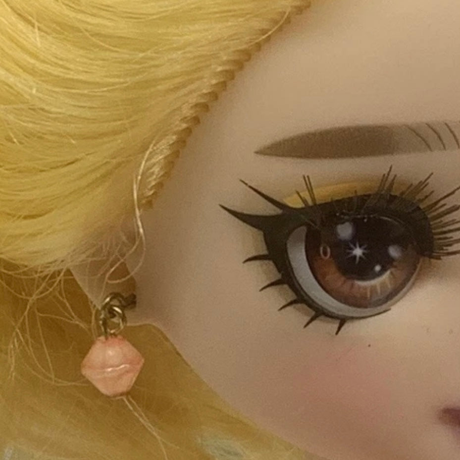 Coral Pink Dangle Drop Doll Earrings • 10-12” Fashion Doll Jewelry