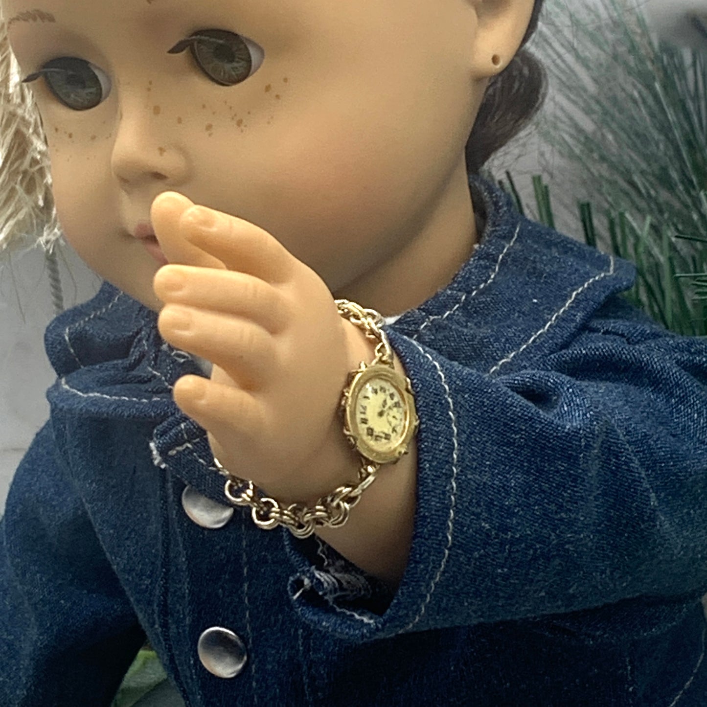Gold Tone Watch Doll Bracelet • 18 Inch Fashion Doll Jewelry