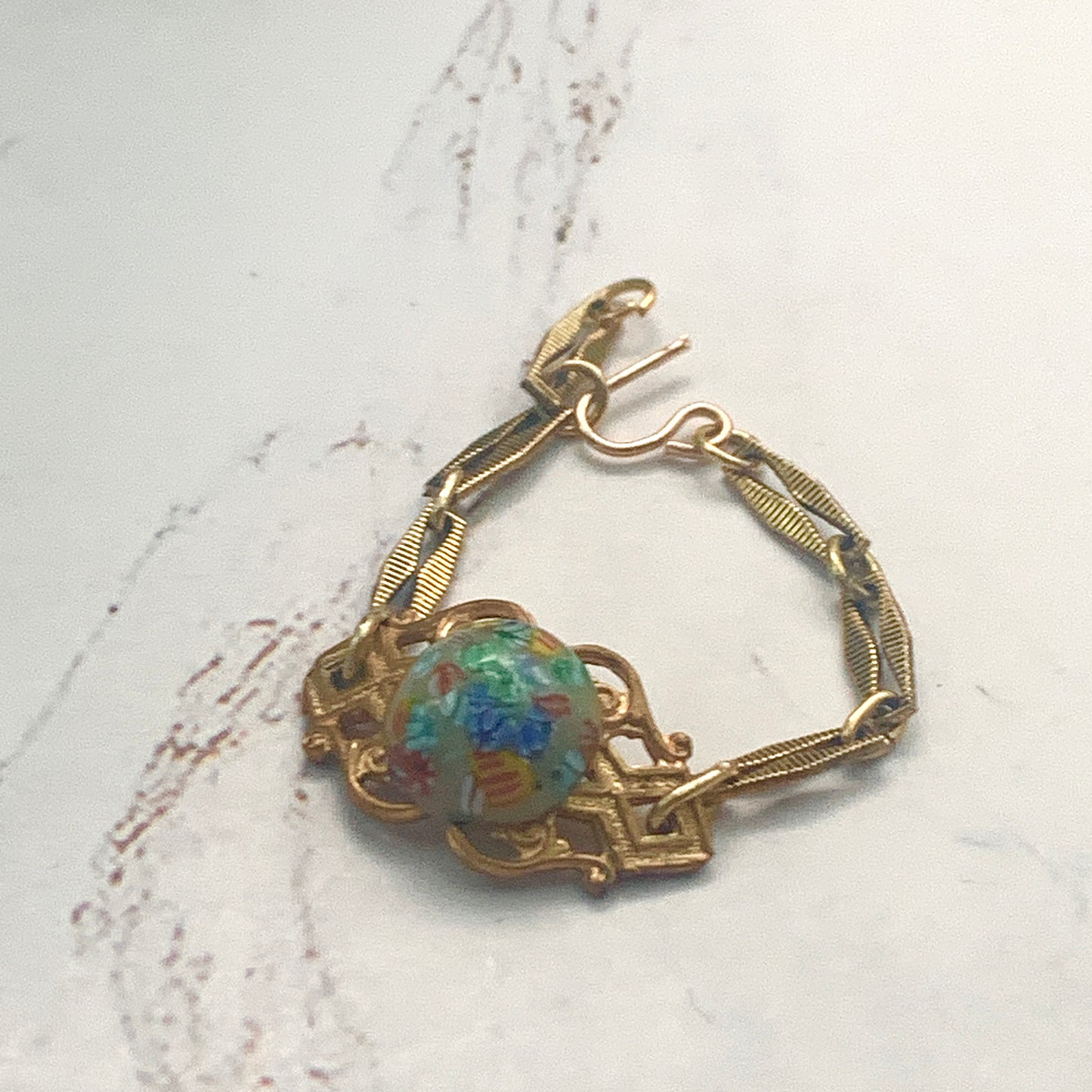 Multi Color Flower Design Gold Filigree Doll Bracelet •18” Fashion Doll Jewelry