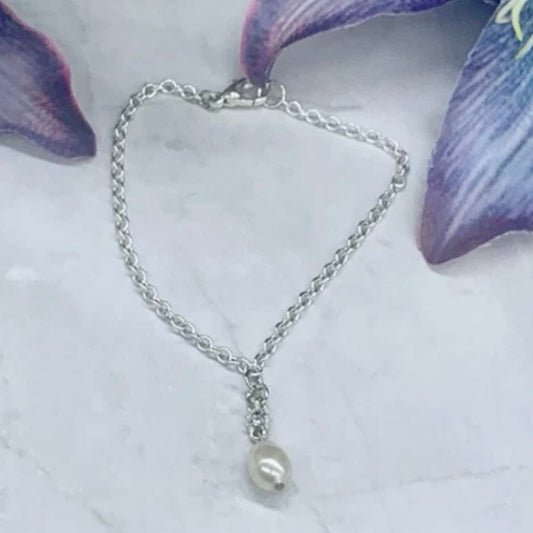 Pearl & Rhinestone Pendant Silver Chain Doll Necklace • 18” Fashion Doll Jewelry