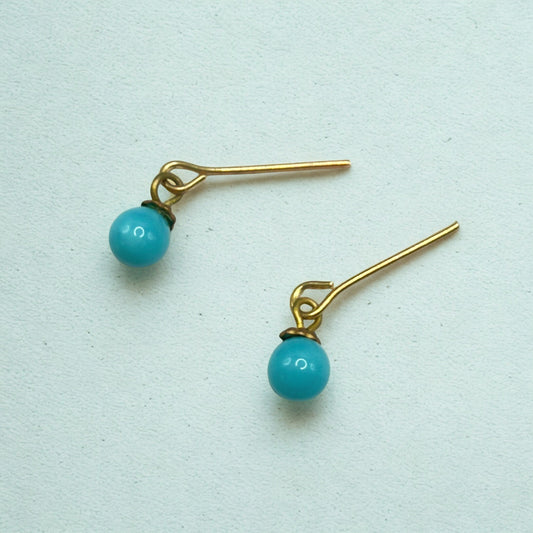 Turquoise Blue Glass Drop Dangle Doll Earrings • 16 Inch Fashion Doll Jewelry