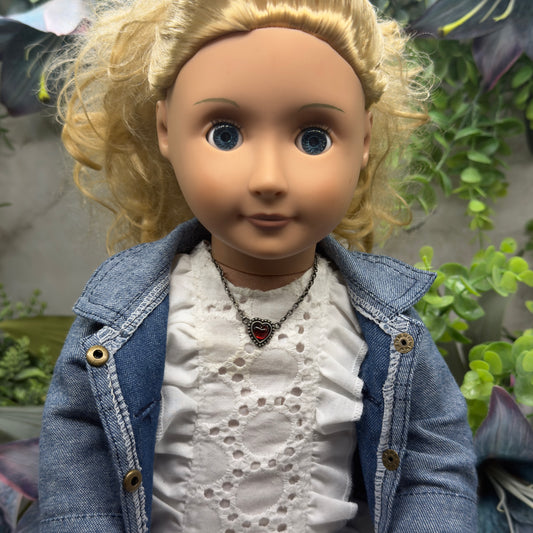 Red Enamel Heart Charm Doll Necklace• 18 Inch Fashion Doll Jewelry