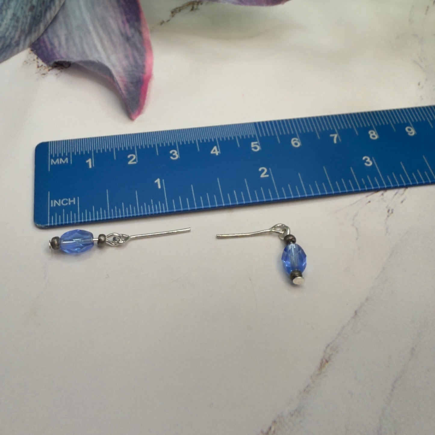 Blue Glass Crystal Dangle Doll Earrings• 18 Inch Fashion Doll Jewelry