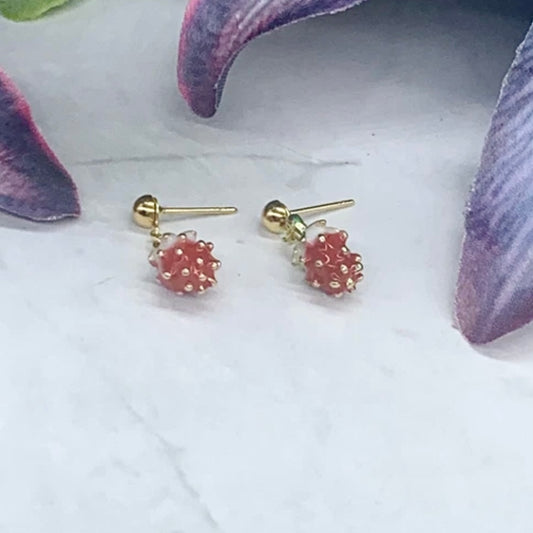 Red Strawberry Gold Post Dangle Doll Earrings • 18 Inch Fashion Doll Jewelry