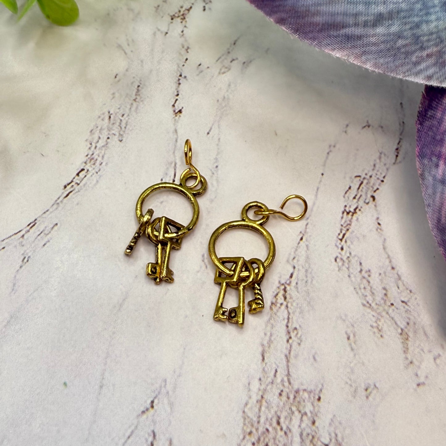 Circle Gold Key Ring Keys Doll Earring DANGLES ONLY • 18” Fashion Doll Jewelry