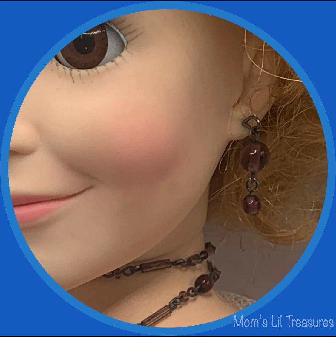 Lariat Wrap Purple Doll Necklace Earrings Set • 18-20 Inch Vintage Doll Jewelry