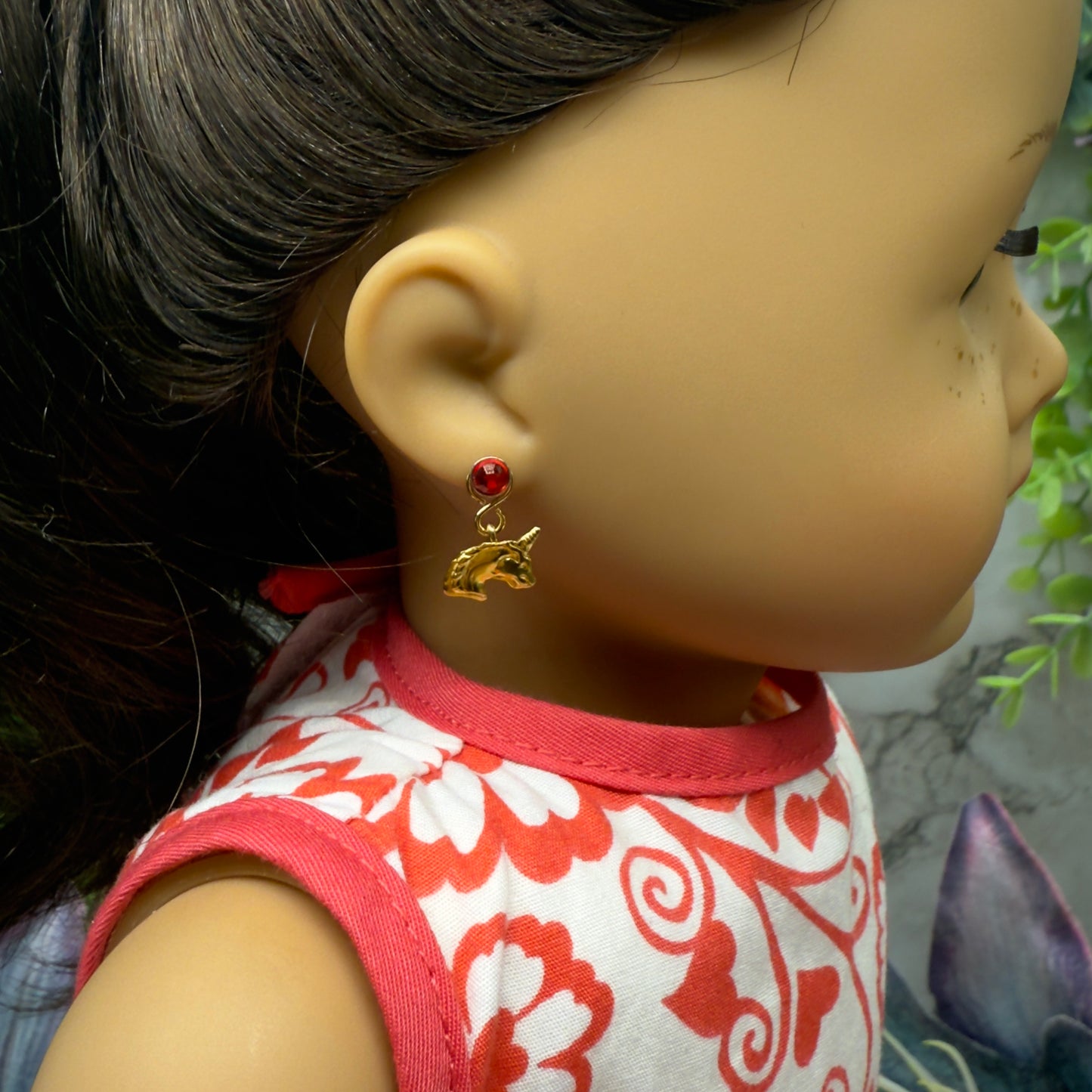 Gold Unicorn Doll Earring DANGLE ONLY • Fits 2mm Post • 18” Fashion Doll Jewelry