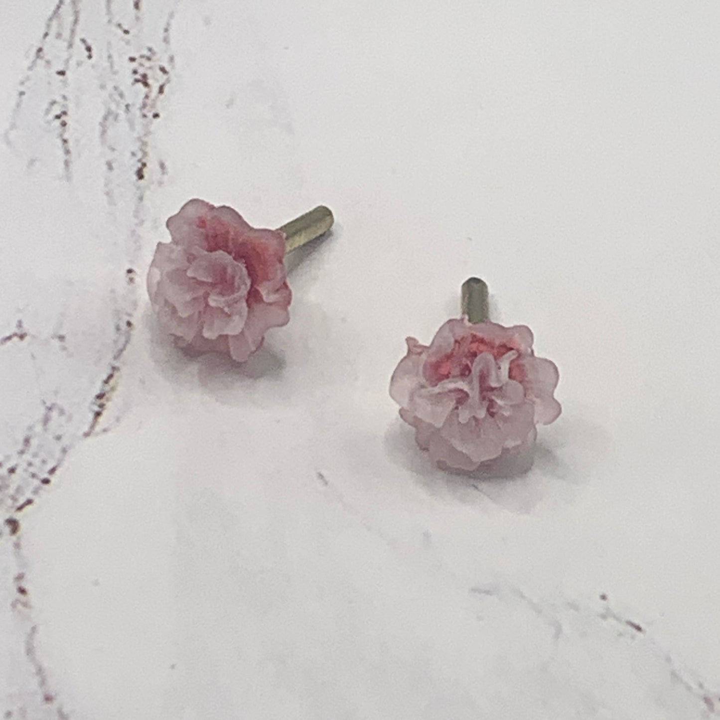 Pink Flower Rose Post Doll Earrings 2mm Post • fits 18” American Girl Doll