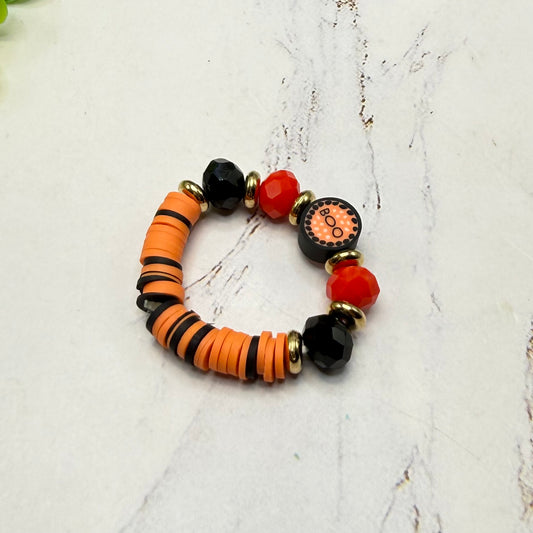 Orange Black Red Beaded Boo Halloween Stretch Bracelet | for 18 Inch Fashion Doll
