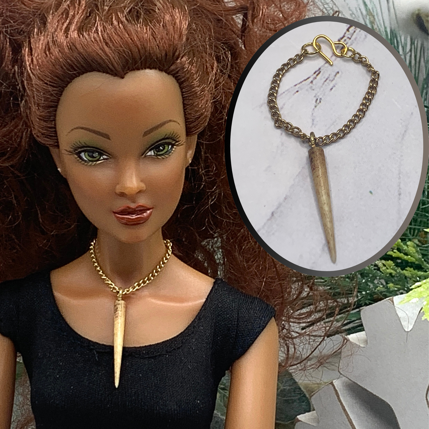 Long Spear Shaped Statement Pendant Doll Necklace • 16 Inch Doll Jewelry