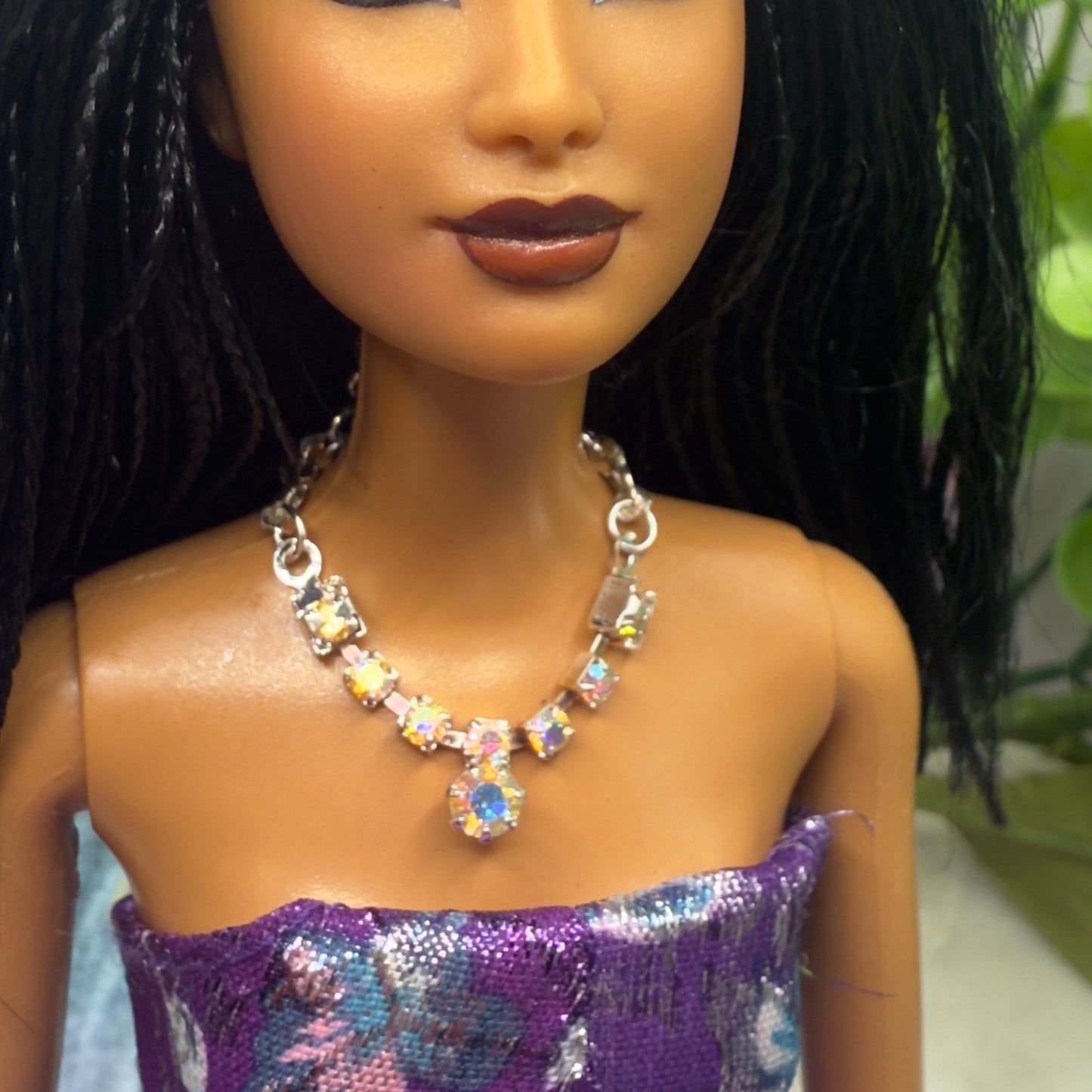 Sparkly AB Rhinestone Doll Necklace • 10-12 Inch Fashion 1:6 Doll Jewelry