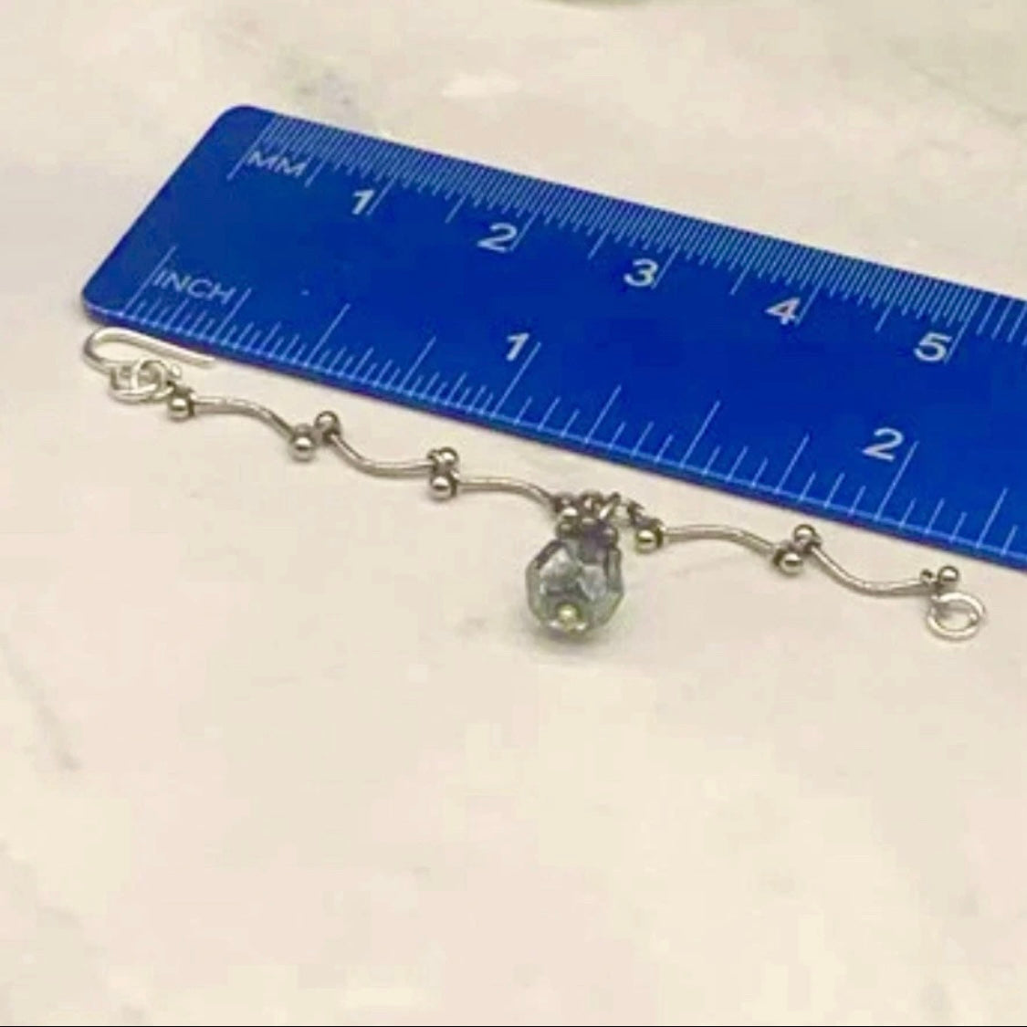 Grayish Green Glass Pendant Silver Link Doll Necklace • 10-12” Doll Jewelry 1:6