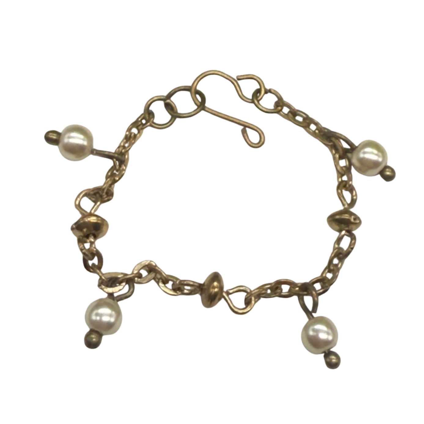 Pearl Dangle Gold Chain Doll Bracelet