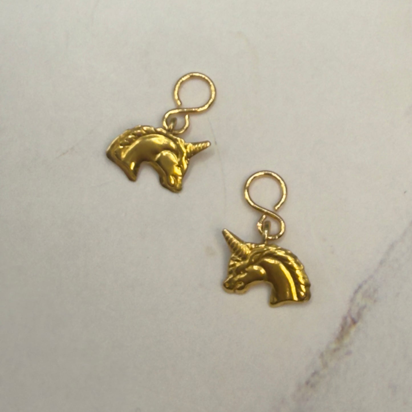 Gold Unicorn Doll Earring DANGLE ONLY • Fits 2mm Post • 18” Fashion Doll Jewelry