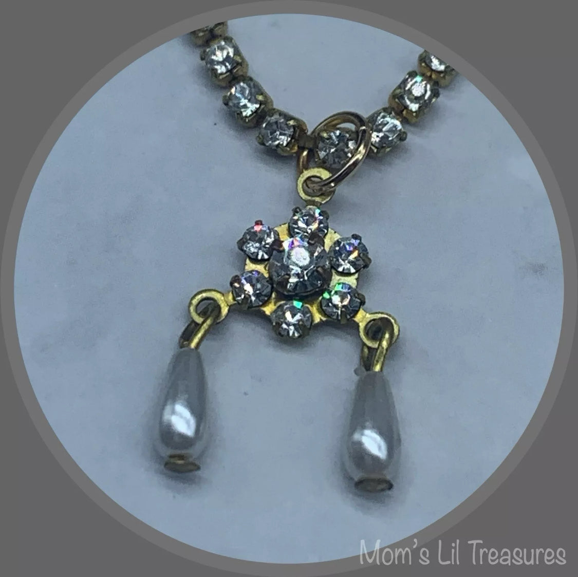 16 Inch Fashion Doll Jewelry • Rhinestone Pearl Pendant Doll Necklace