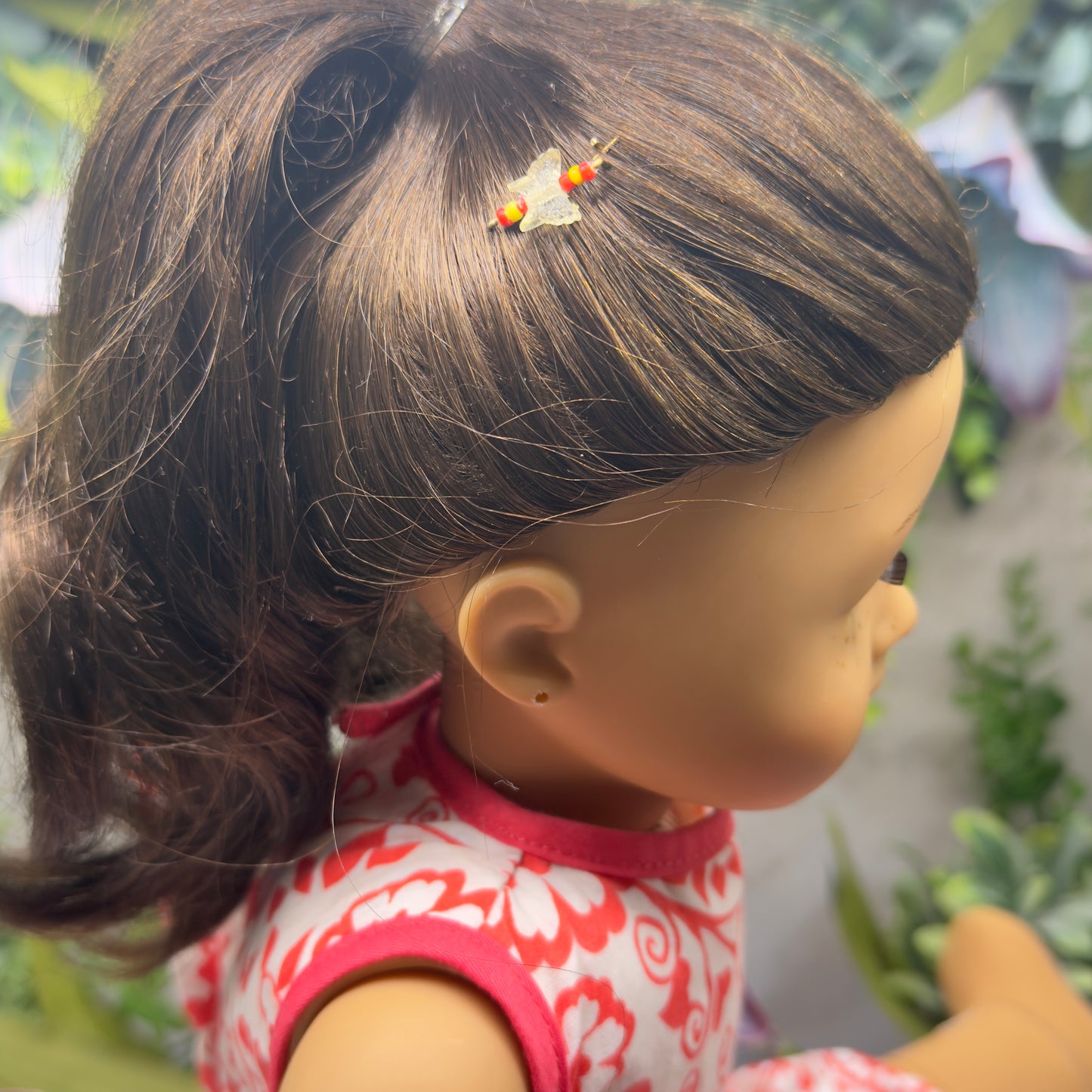 Light Yellow & Red Butterfly Doll Hair Barrettes 14-18” Fashion Dolls • Doll Hair Accessories