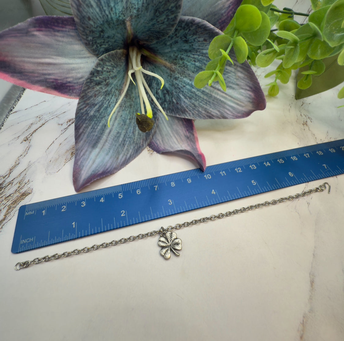 Silver Four Leaf Clover Luck Doll Necklace • 18 Inch Fashion Doll Jewelry