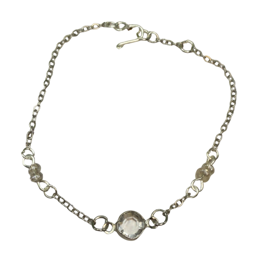 Clear Round Crystal Silver Chain Doll Necklace • 18 Inch Fashion Doll Jewelry