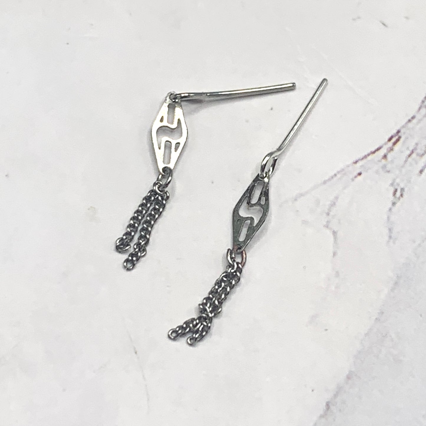 Silver Diamond Shaped Tassel Dangle Doll Earrings • 16” Fashion Doll Jewelry