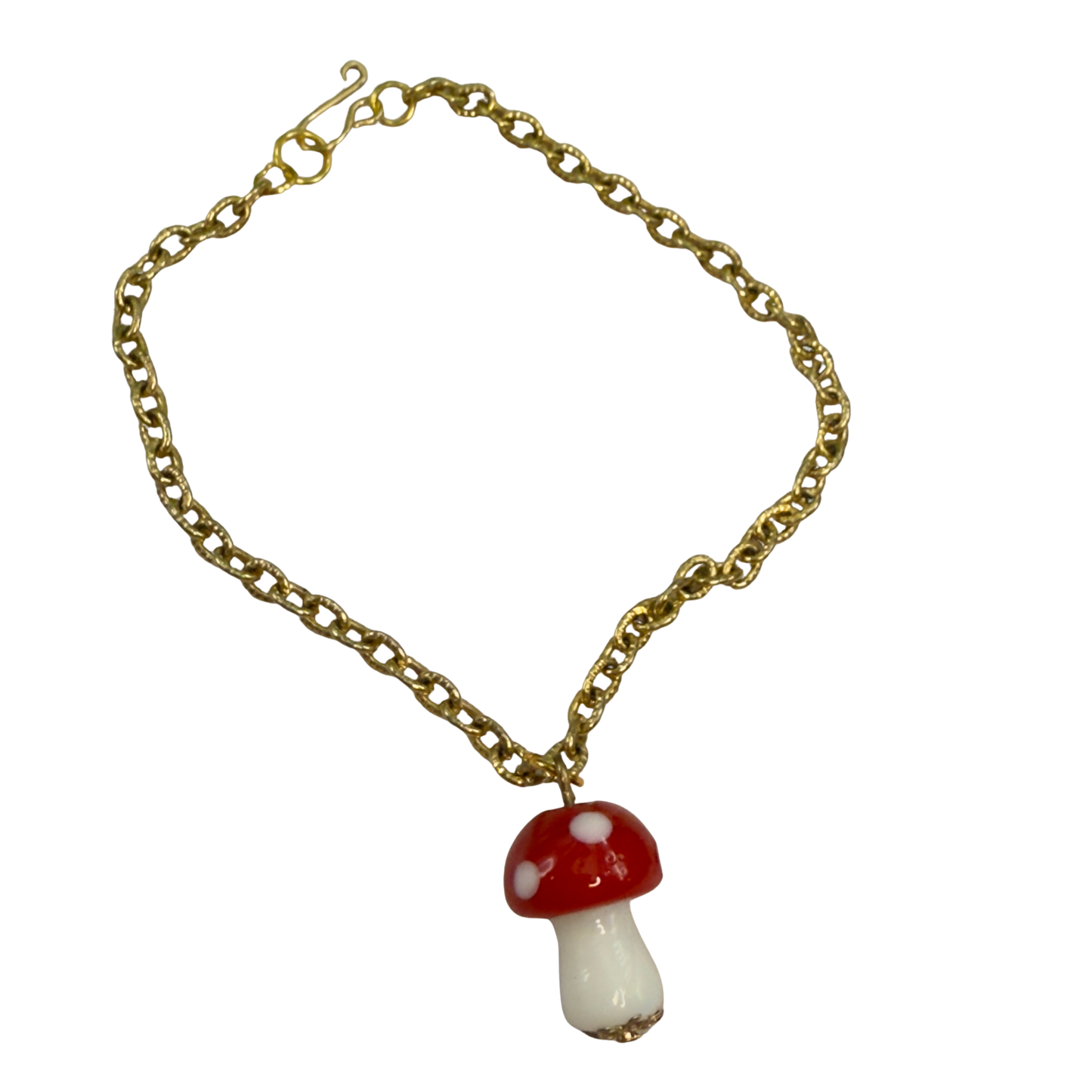 Red White Glass Mushroom Pendant Doll Necklace • 18 Inch Fashion Doll Jewelry