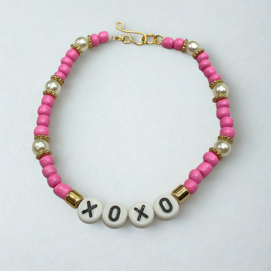 Pink & Pearl Beaded XOXO Doll Necklace Valentine’s Day • 18 Inch Fashion Doll Jewelry