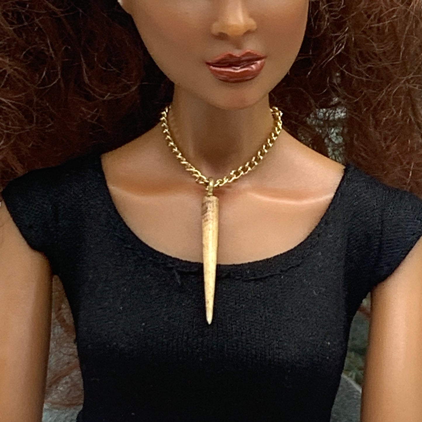 Long Spear Shaped Statement Pendant Doll Necklace • 16 Inch Doll Jewelry