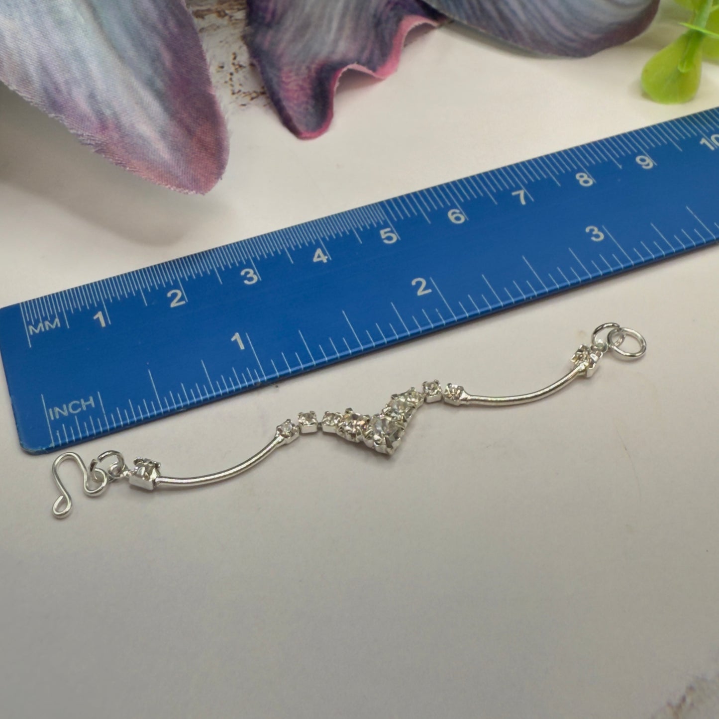 V-Shape Clear Rhinestone Silver Curved Link Doll Necklace • 16 Inch Fashion Doll Jewelry