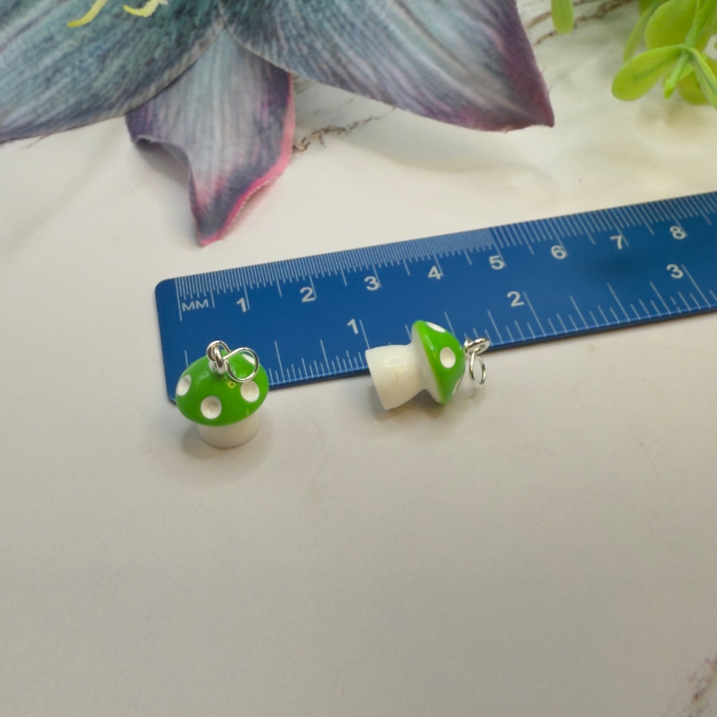 Green White Mushroom Doll Earring DANGLE ONLY • 18” Fashion Doll Jewelry