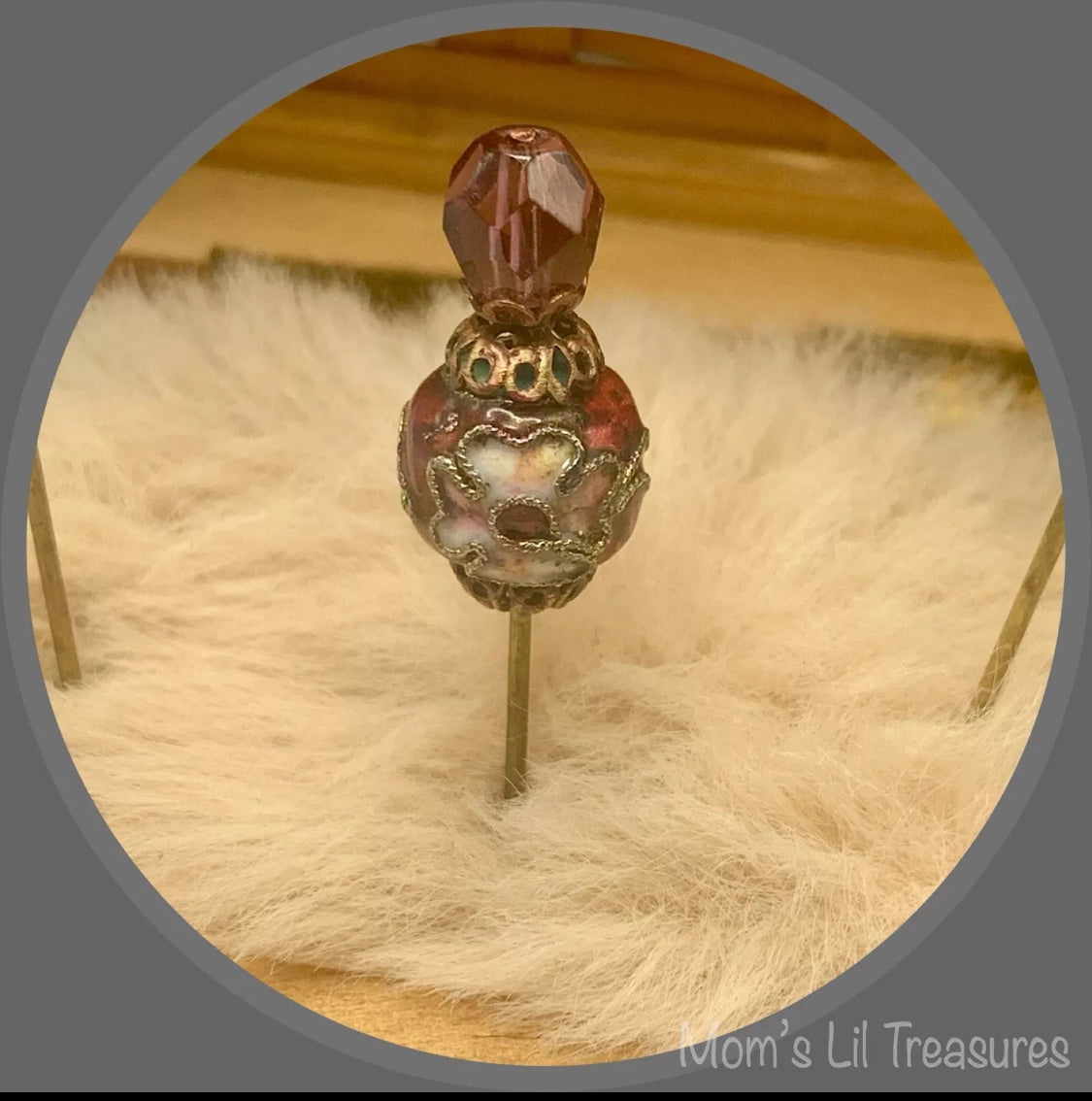 Red Glass Cloisonné Set of 3 • Stick Pins, Hatpins, Sewing pins, Gifts for Her