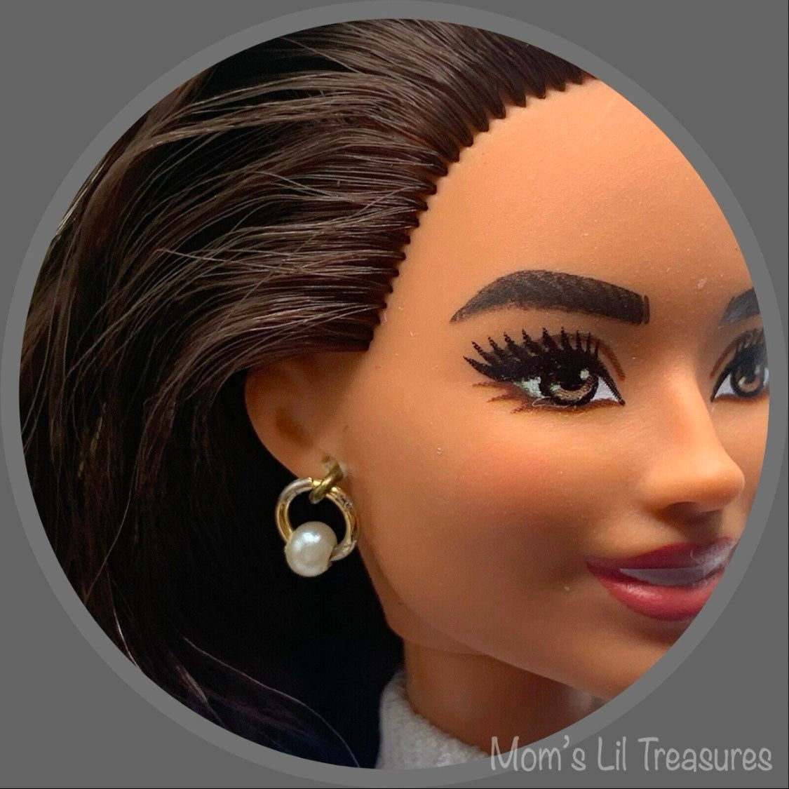 Pearl Circle Doll Earrings 1:6 Doll • 11-12” Fashion Doll Jewelry