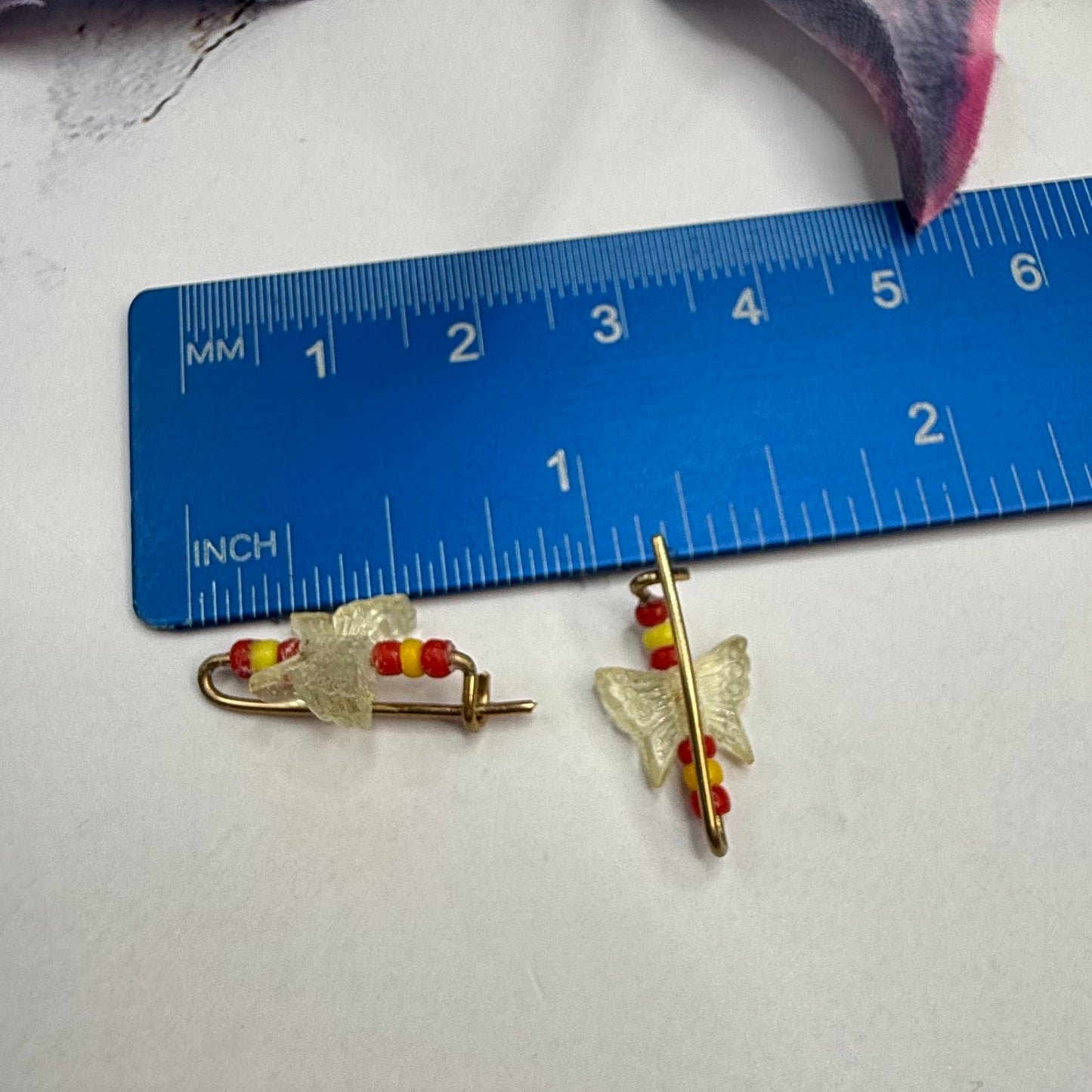 Light Yellow & Red Butterfly Doll Hair Barrettes 14-18” Fashion Dolls • Doll Hair Accessories