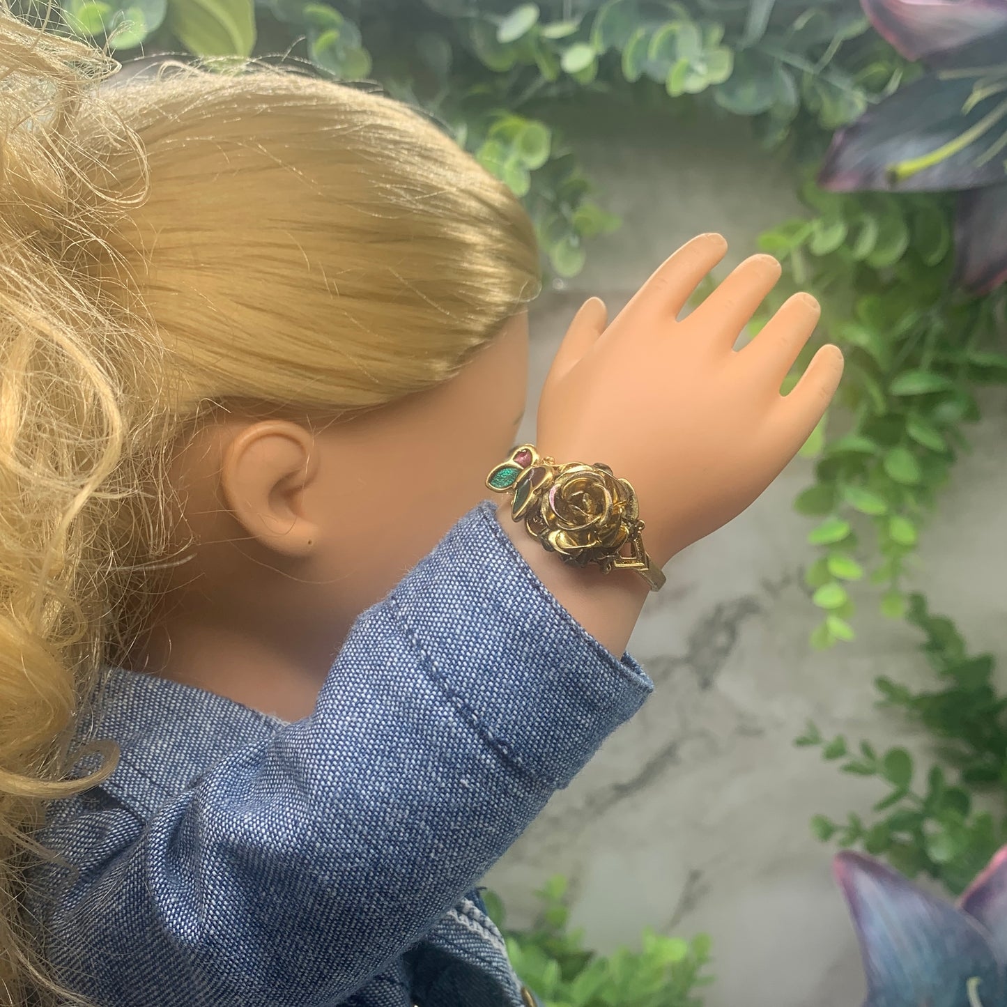 Gold Flower Rose Design Butterfly Bangle Doll Bracelet
• 18” Fashion Doll Jewelry