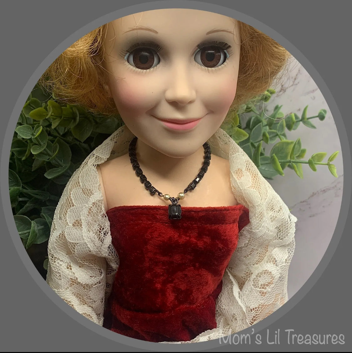 Black Rhinestone Doll Necklace • 18-20” Vintage Doll Jewelry