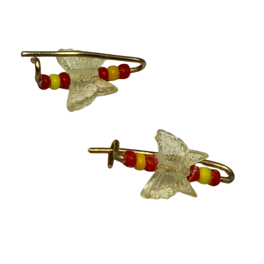 Light Yellow & Red Butterfly Doll Hair Barrettes 14-18” Fashion Dolls • Doll Hair Accessories