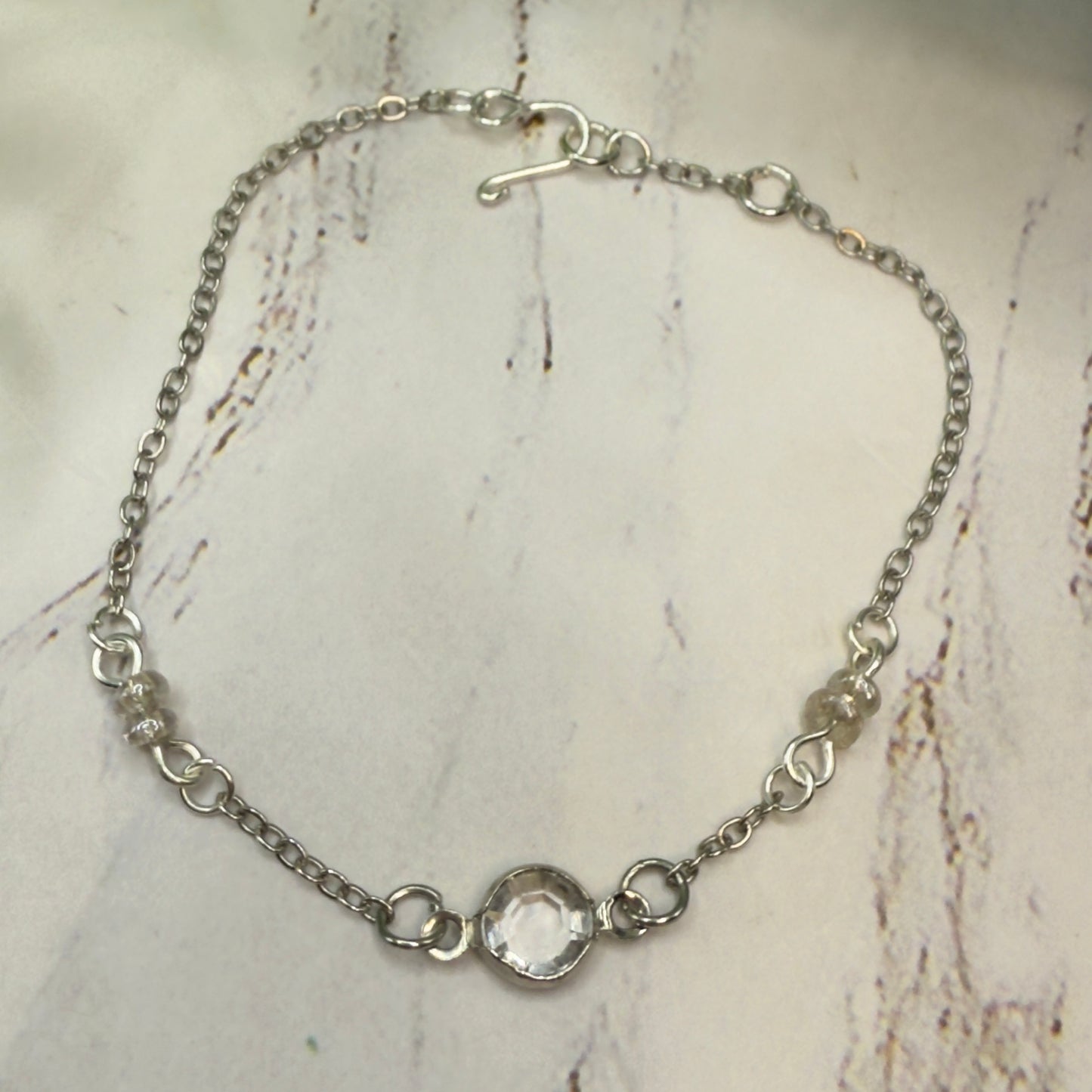 Clear Round Crystal Silver Chain Doll Necklace • 18 Inch Fashion Doll Jewelry