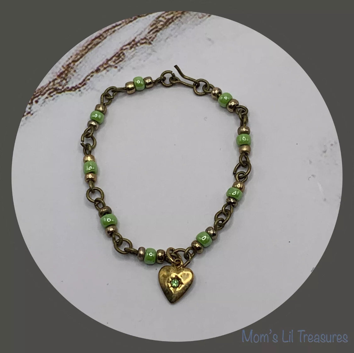 Light Green Gold Heart Pendant Doll Necklace • 14” Fashion Doll Jewelry