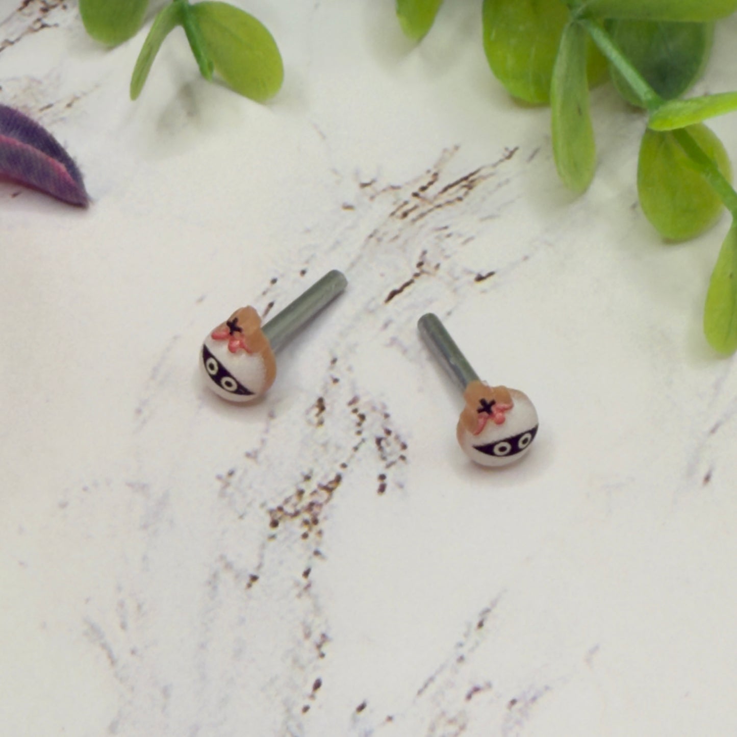 Mummy Halloween Post Doll Earrings • 2mm Post • fits 18” American Girl Doll