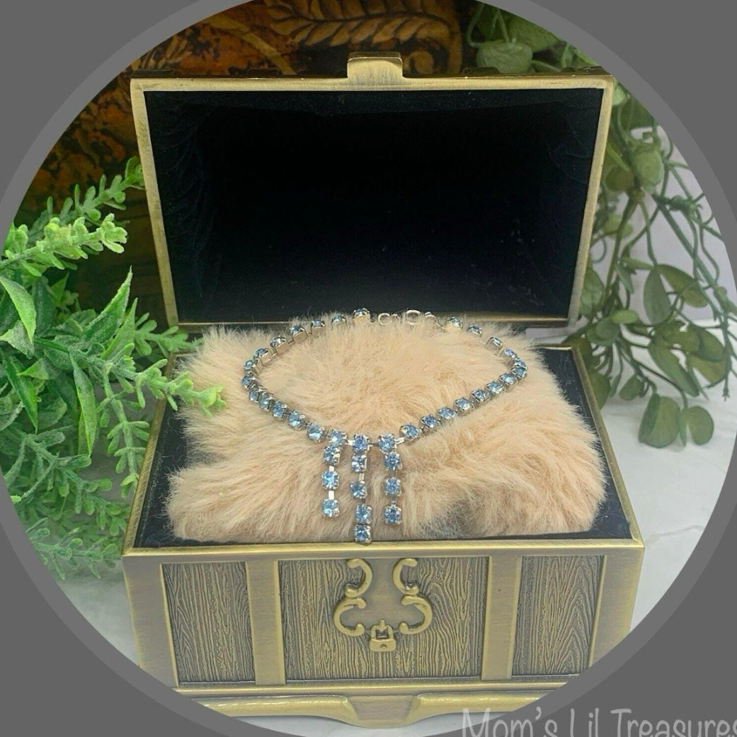 Light Blue Rhinestone Doll Necklace • 18 inch Fashion Doll Jewelry