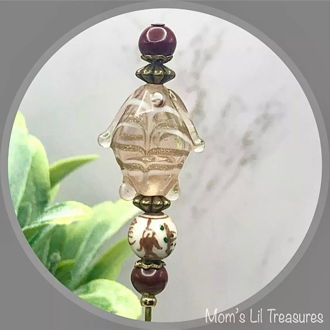 Glass Fish Shape Brown Glass Design - 6” Pin • Hatpin - Stick Pin