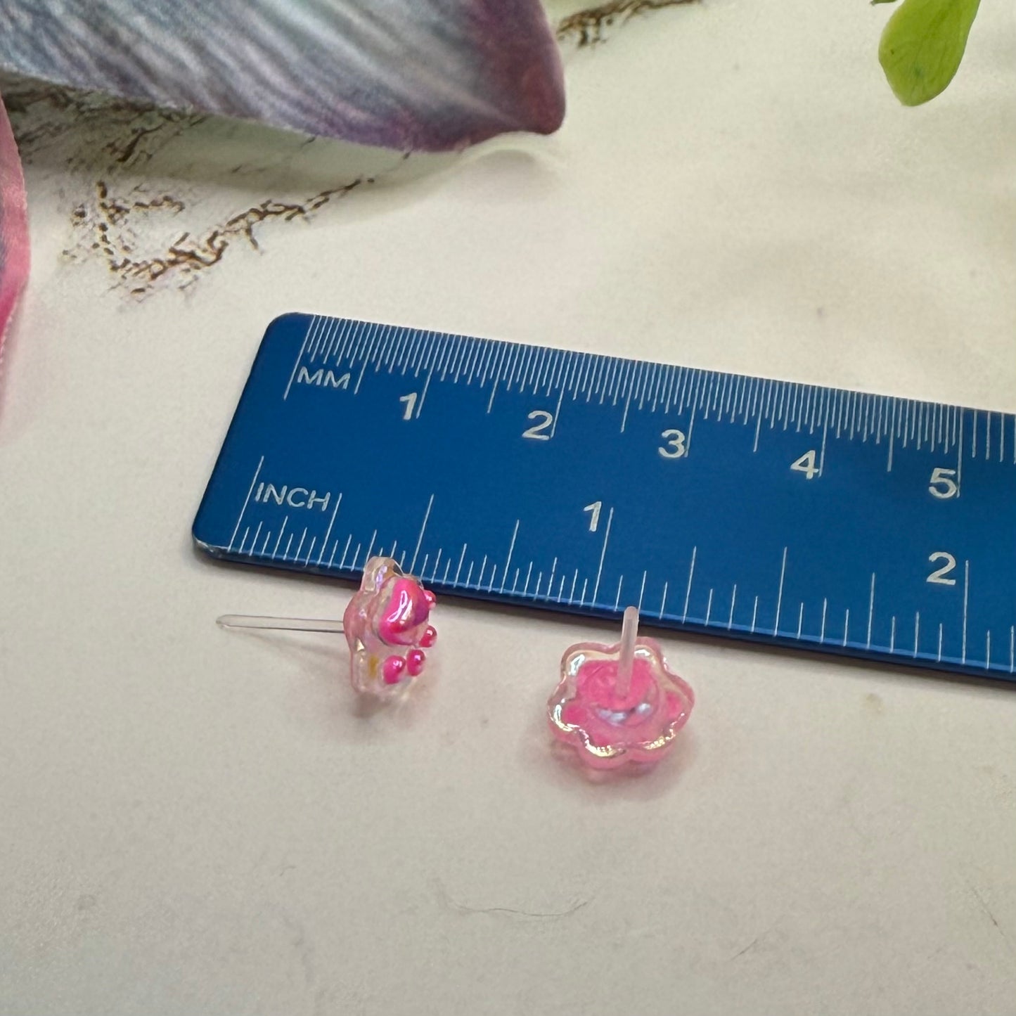Pink Translucent Acrylic Paw Print Post Doll Earrings • 18 Inch Fashion Doll Jewelry