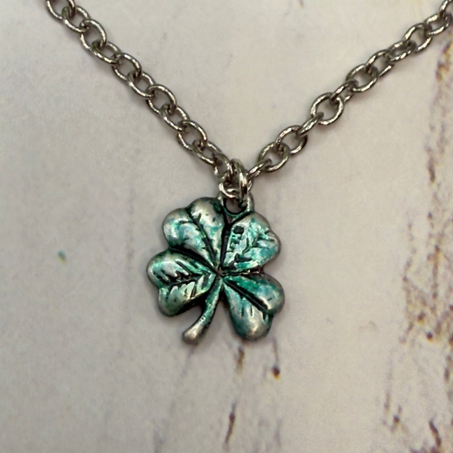 Four Leaf Clover Luck Green Enamel Silver Pendant Doll Necklace • 18 Inch Fashion Doll Jewelry