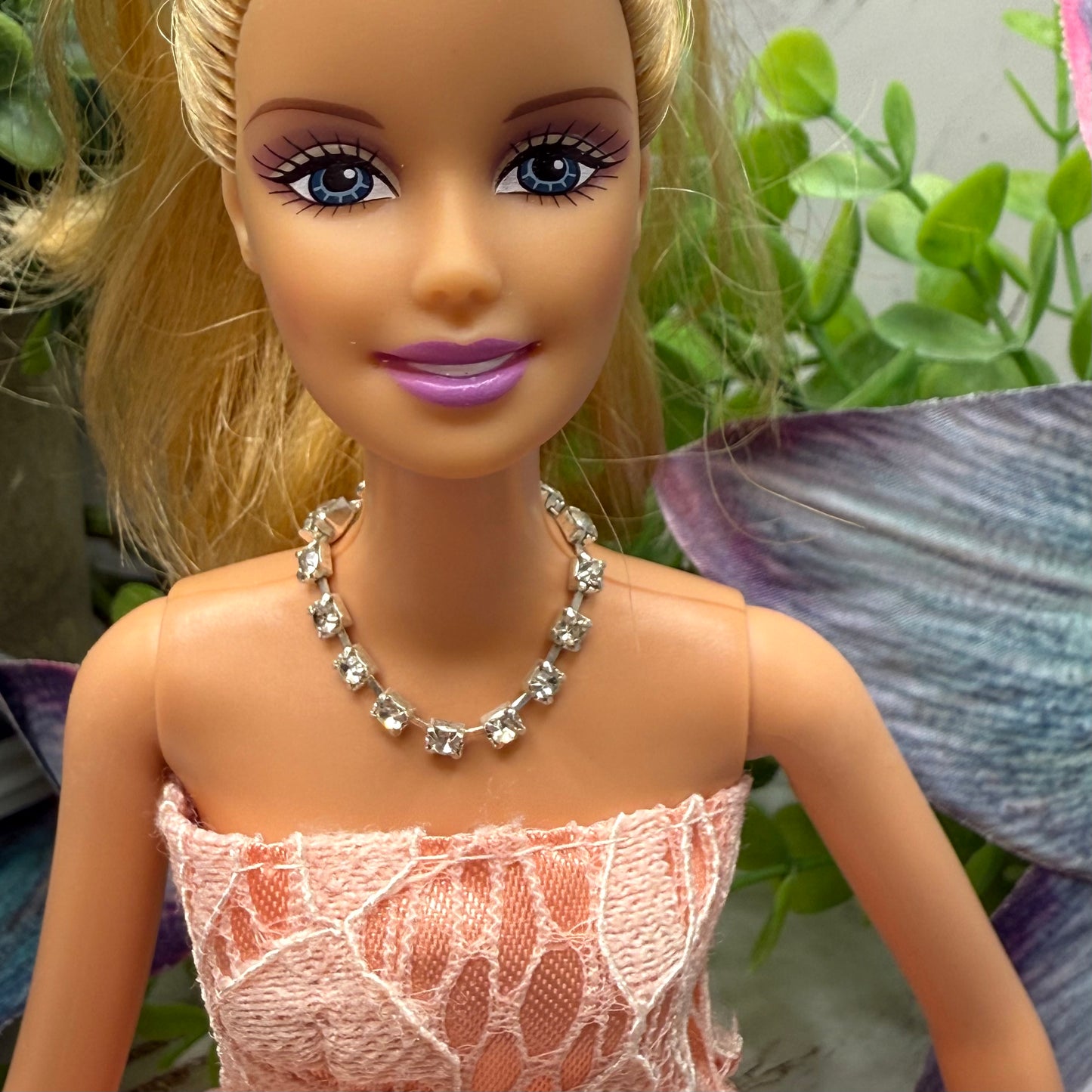 Clear Rhinestone Silver Doll Necklace • 10-12” 1:6 Fashion Doll Jewelry
