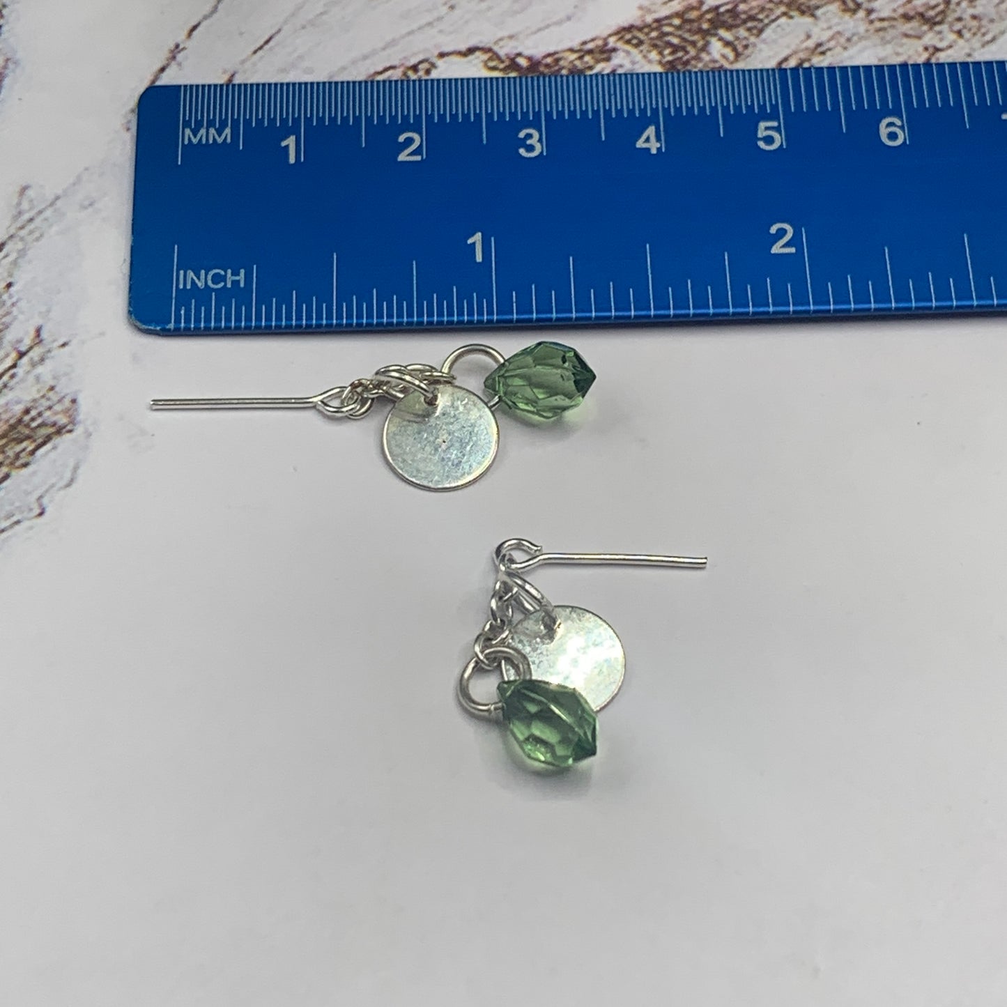 Green Clear Acrylic Crystal Silver Doll Necklace Earring Set • 16” Doll Jewelry