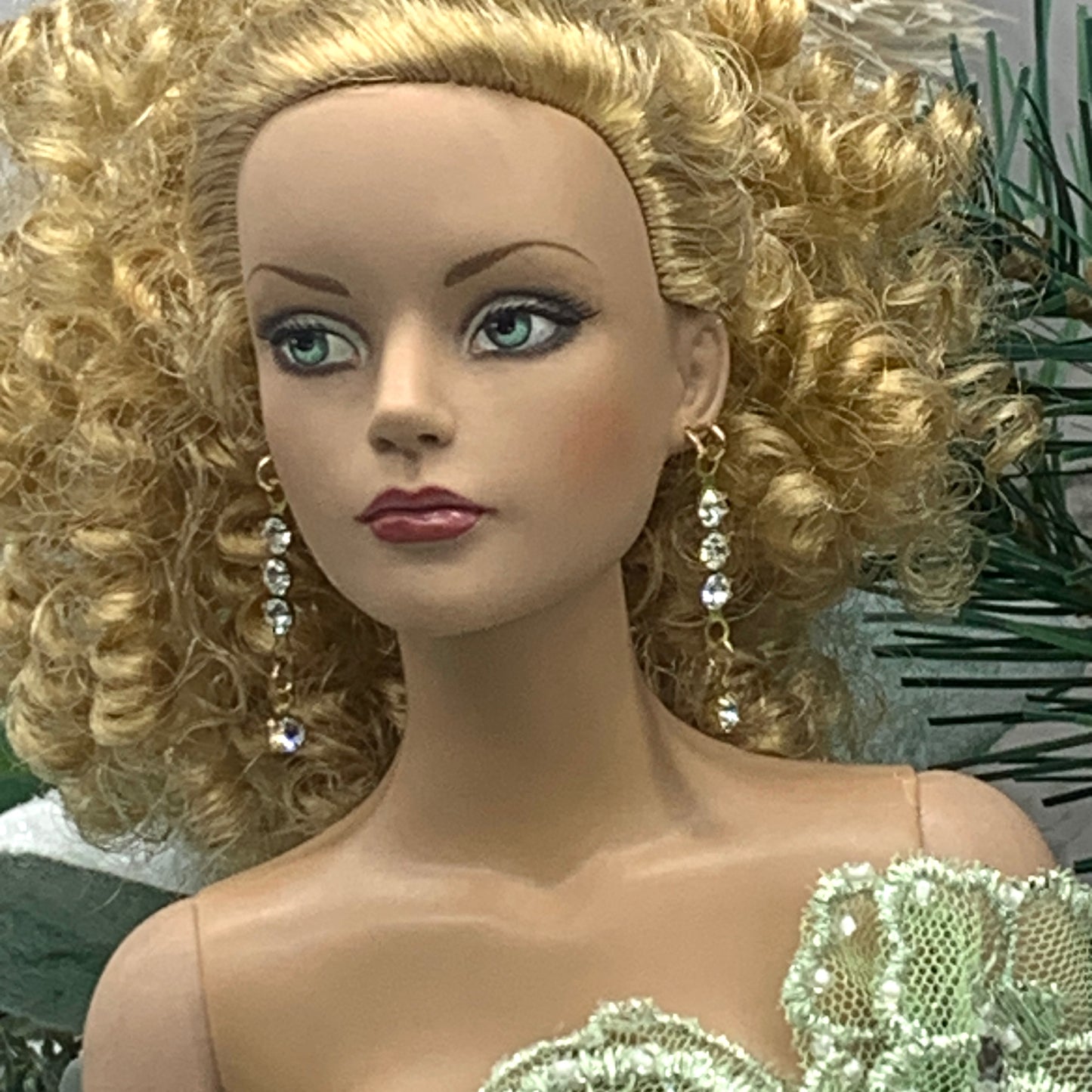 Clear Rhinestone Gold Dangle Doll Earrings • 16 Inch Fashion Doll Jewelry