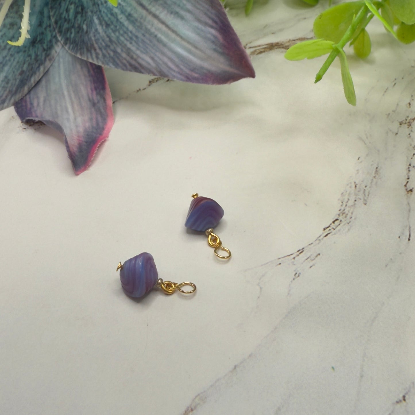 Blue Purple Glass Dangle Doll Earring DANGLE ONLY • 18” Fashion Doll Jewelry